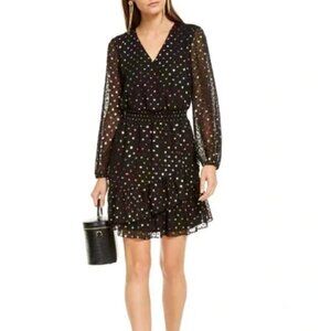 V Neck Metallic Dot Dress - Size S - Intl Concepts